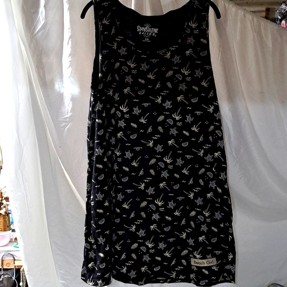 Sunshine raised s/m black and cream dress beach girl nwot